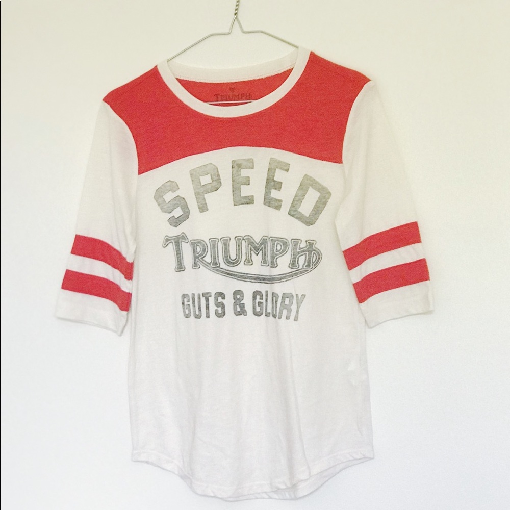 Cream and orange baseball tee